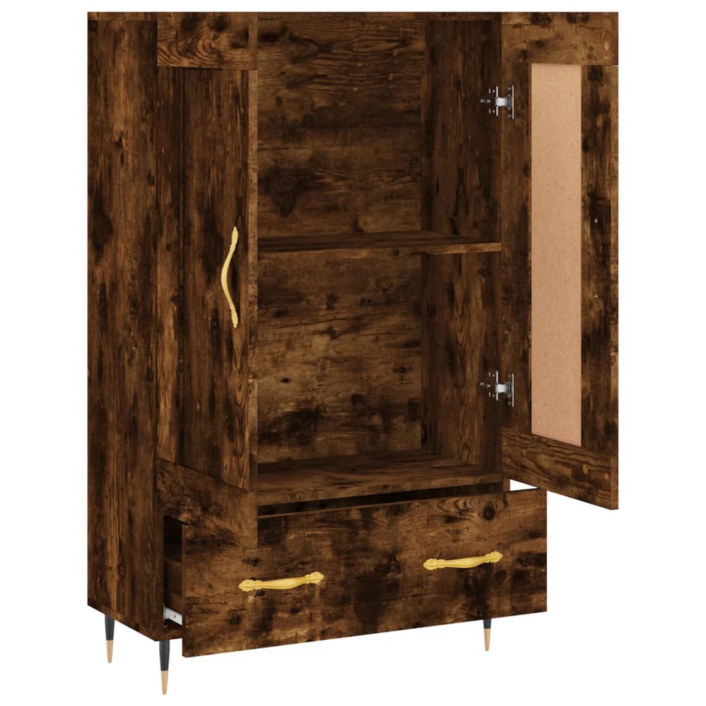 Highboard røkt eik 69,5x31x115 cm konstruert tre