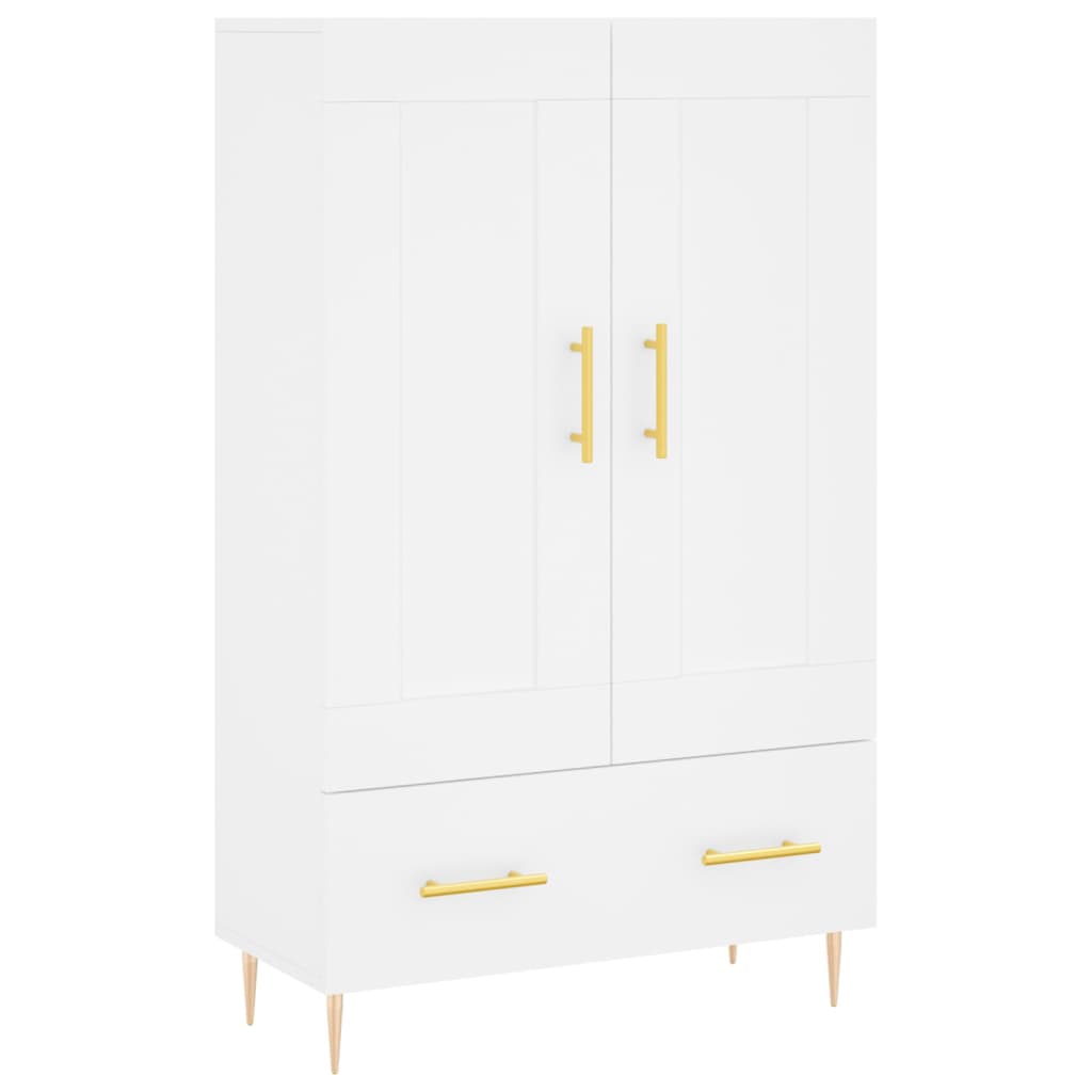 Highboard hvit 69,5x31x115 cm konstruert tre