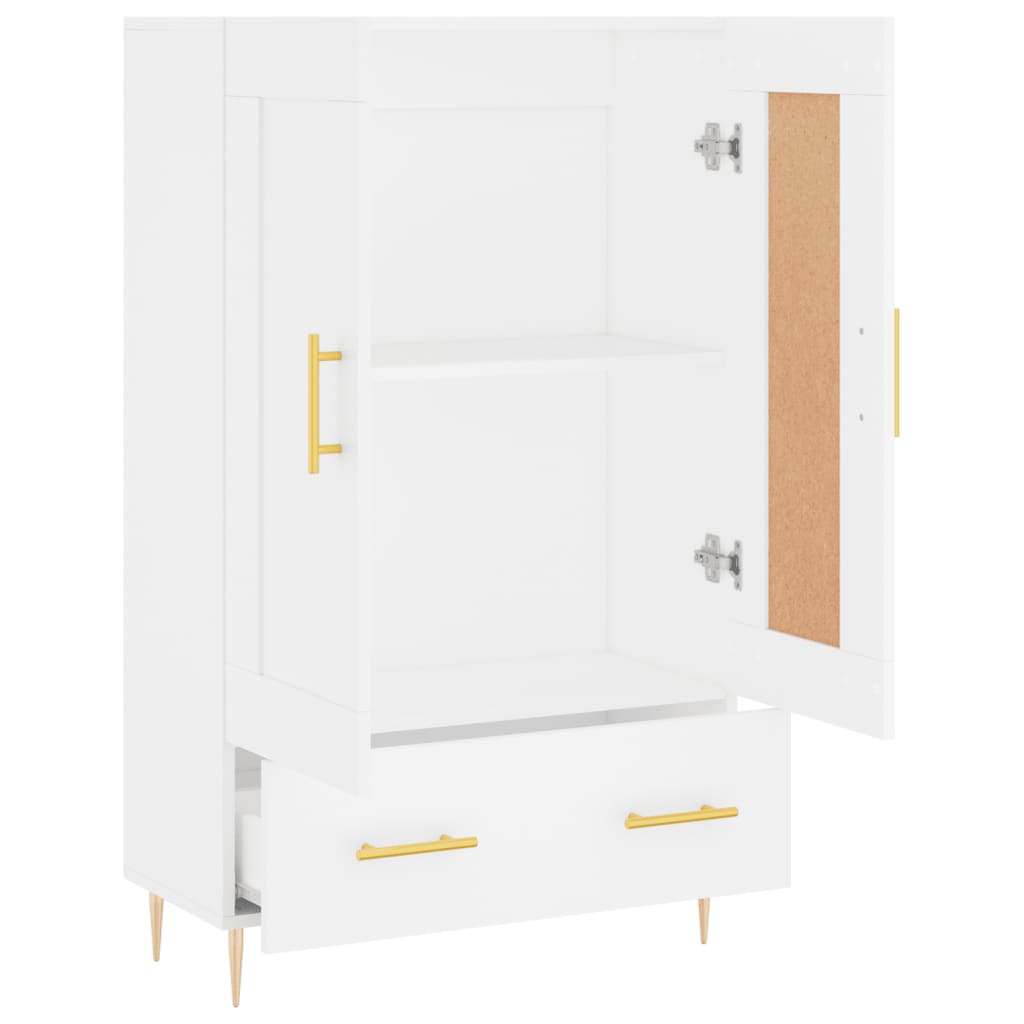 Highboard hvit 69,5x31x115 cm konstruert tre