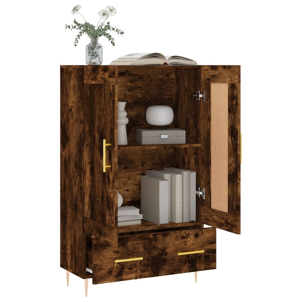 Highboard røkt eik 69,5x31x115 cm konstruert tre