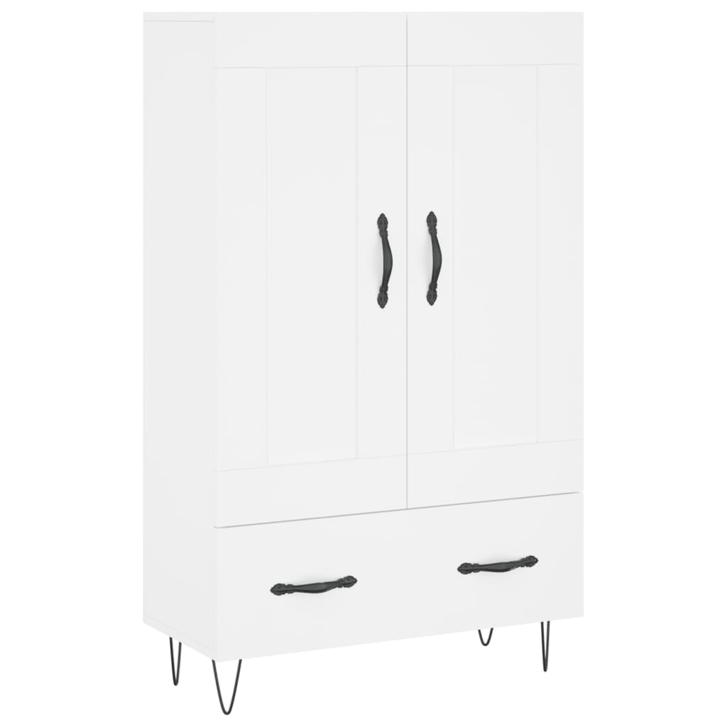 Highboard hvit 69,5x31x115 cm konstruert tre