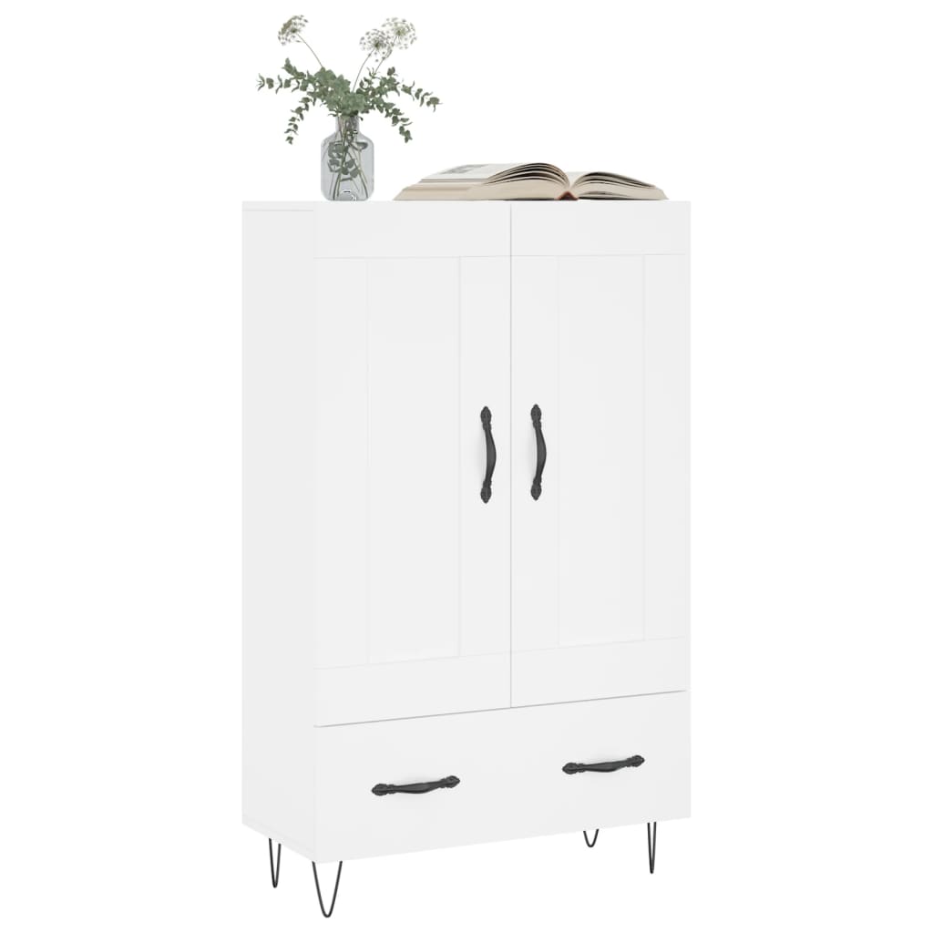 Highboard hvit 69,5x31x115 cm konstruert tre