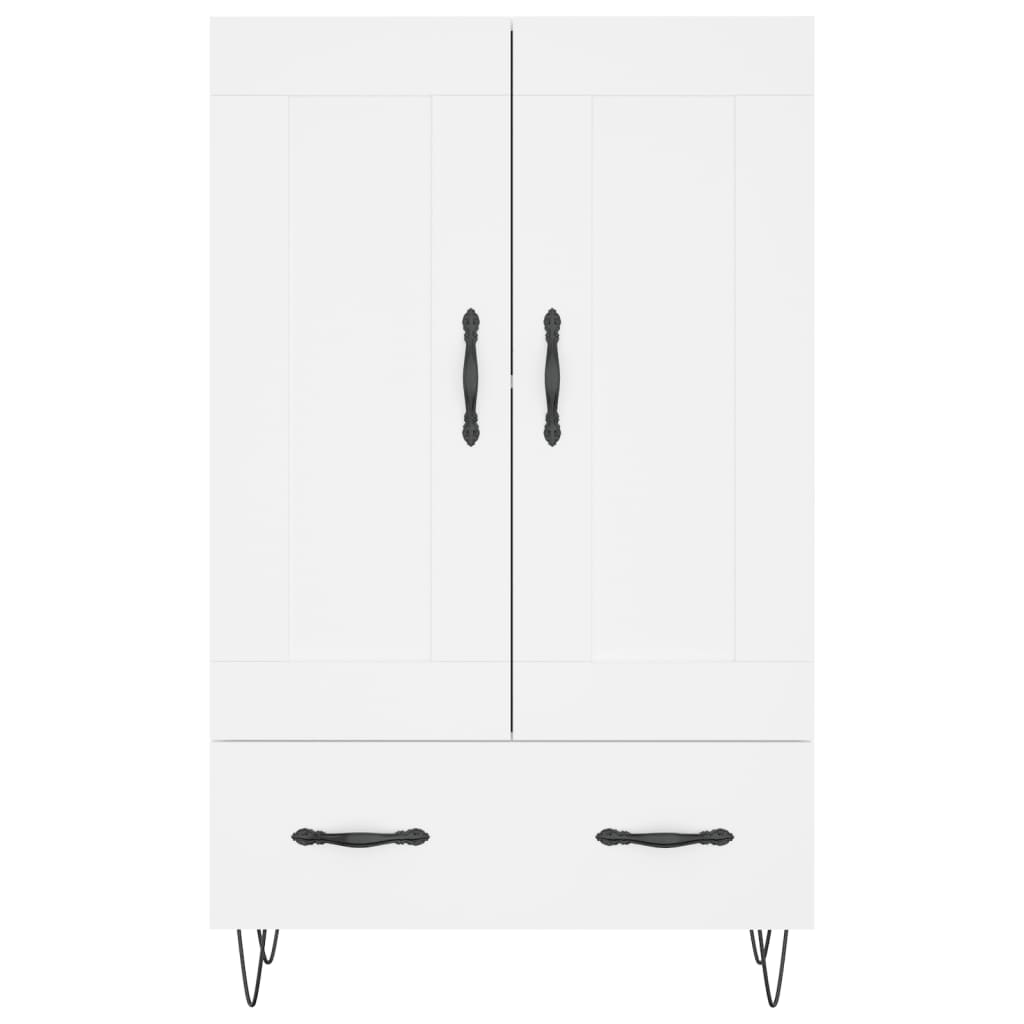 Highboard hvit 69,5x31x115 cm konstruert tre