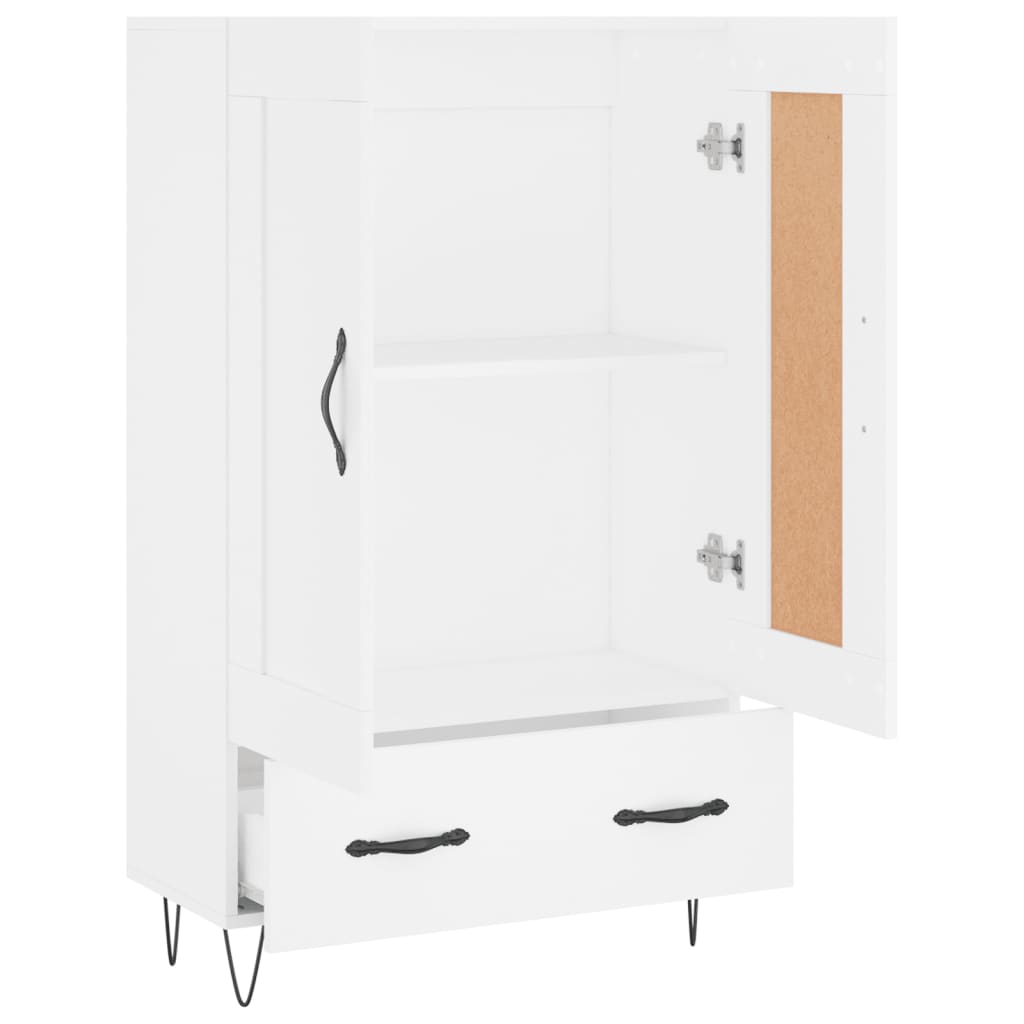 Highboard hvit 69,5x31x115 cm konstruert tre
