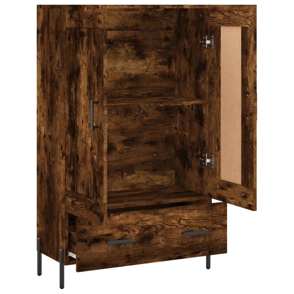 Highboard røkt eik 69,5x31x115 cm konstruert tre