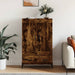 Highboard røkt eik 69,5x31x115 cm konstruert tre