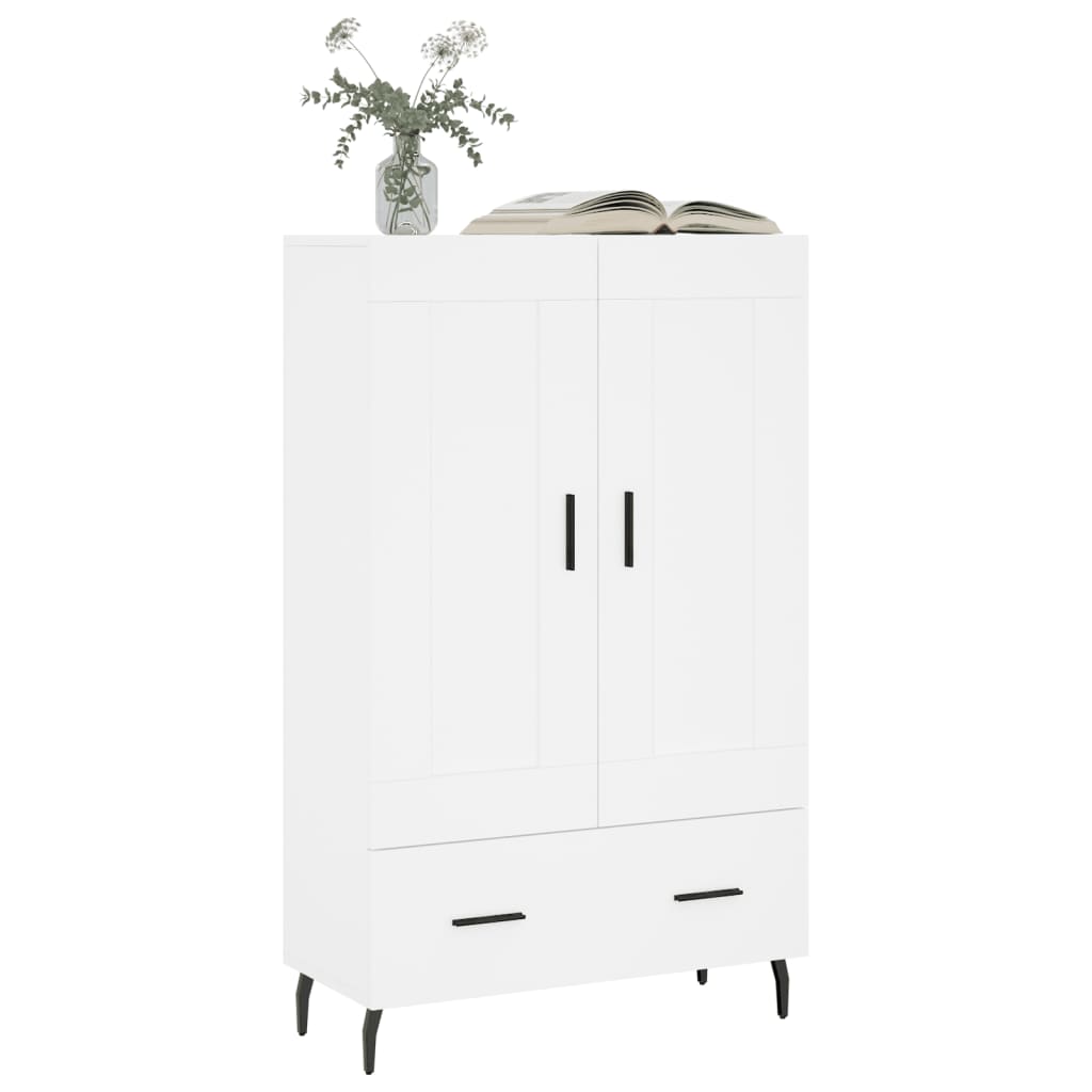 Highboard hvit 69,5x31x115 cm konstruert tre