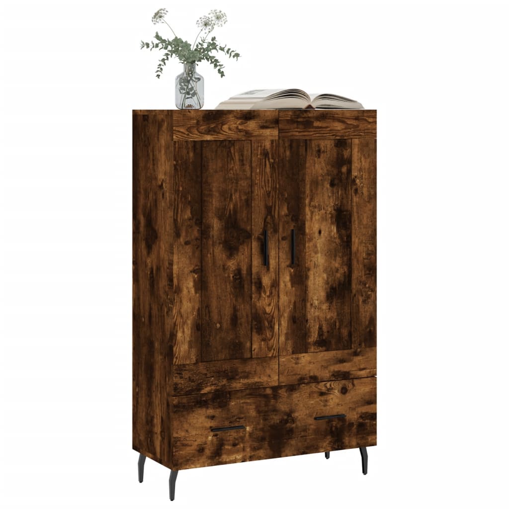 Highboard røkt eik 69,5x31x115 cm konstruert tre