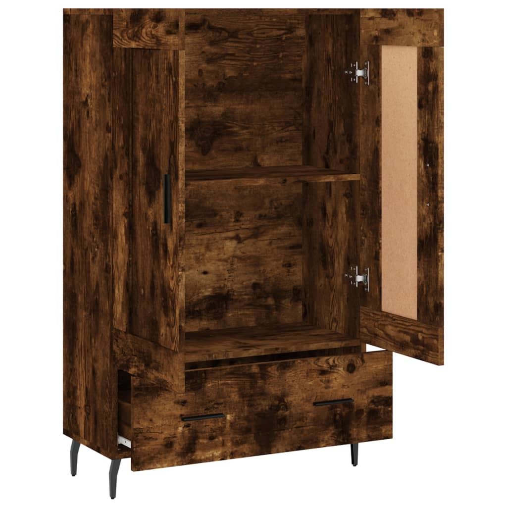 Highboard røkt eik 69,5x31x115 cm konstruert tre