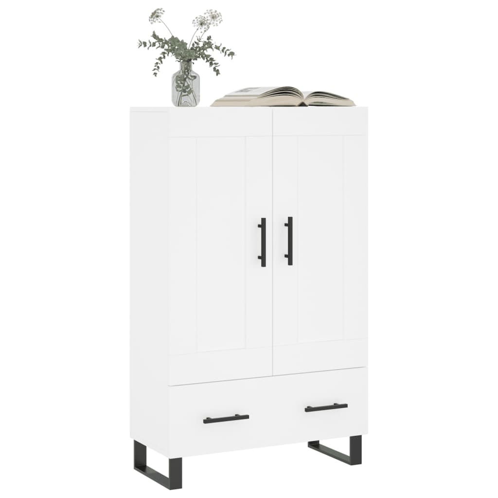 Highboard hvit 69,5x31x115 cm konstruert tre