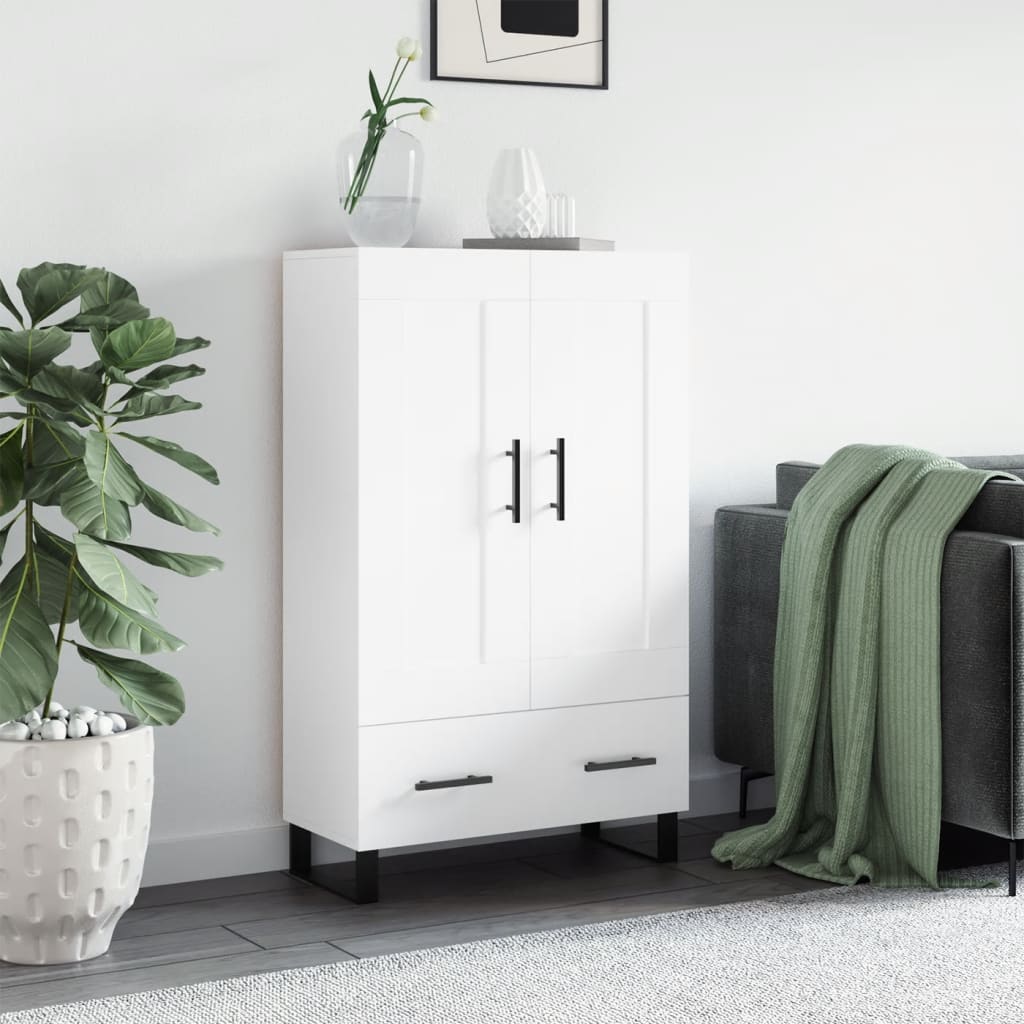 Highboard hvit 69,5x31x115 cm konstruert tre