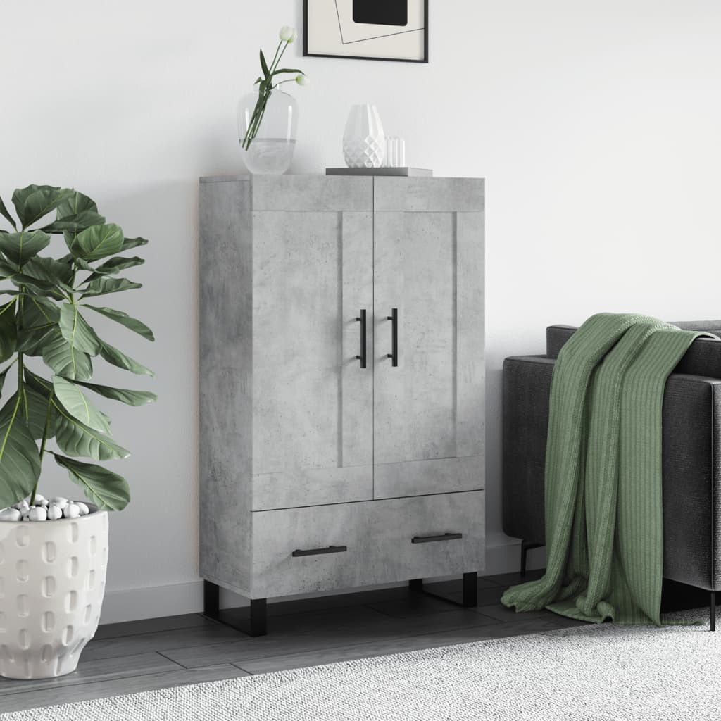 Highboard betonggrå 69,5x31x115 cm konstruert tre