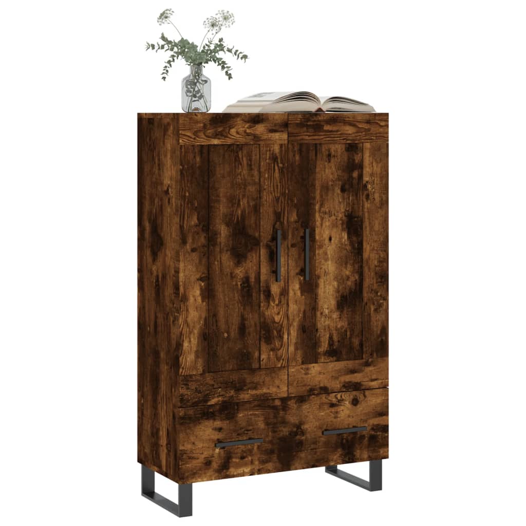 Highboard røkt eik 69,5x31x115 cm konstruert tre