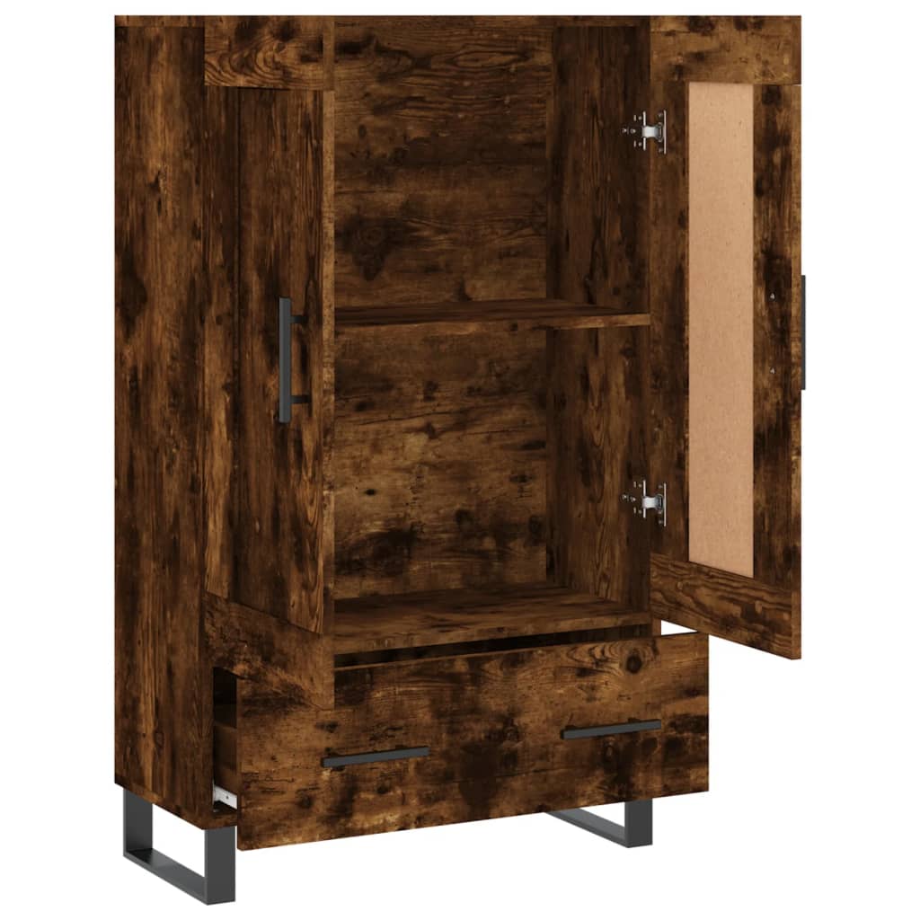 Highboard røkt eik 69,5x31x115 cm konstruert tre