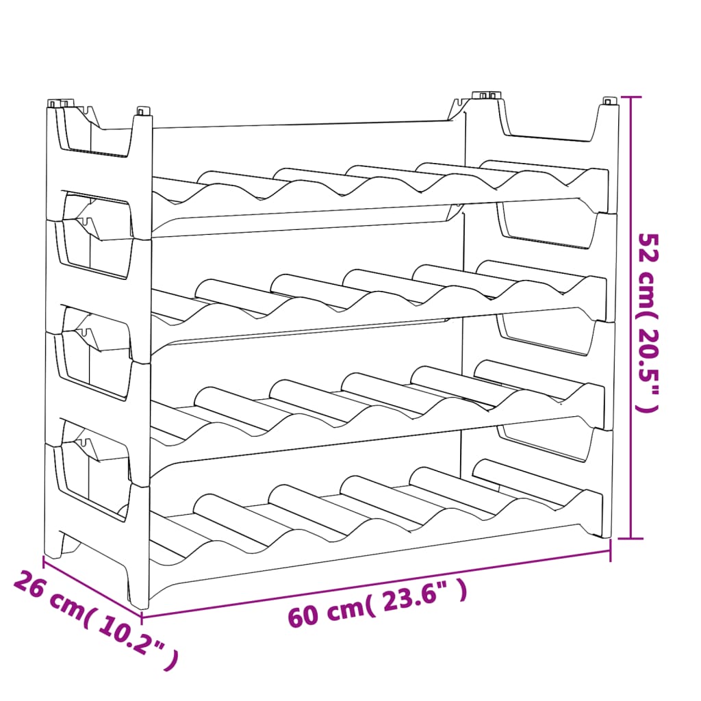 Vinstativ for 24 flasker PP stablebar vidaXL