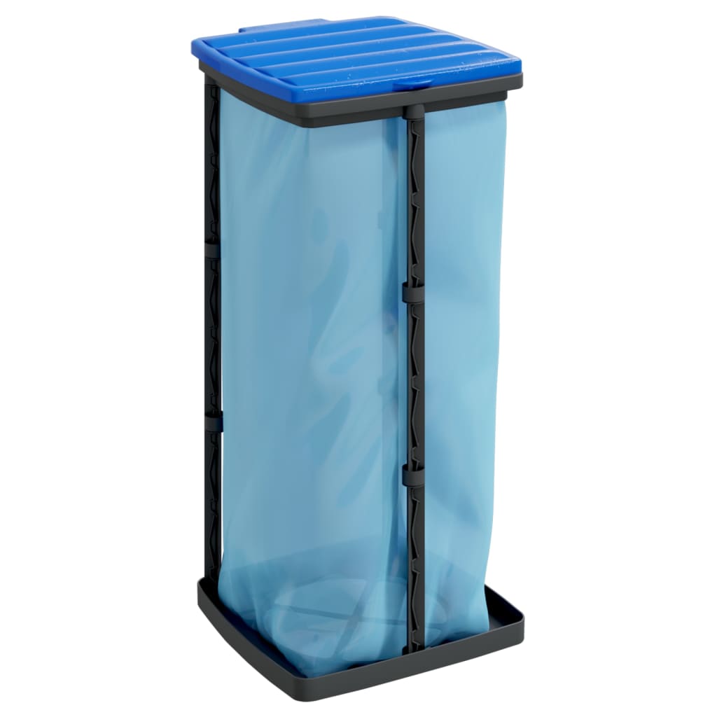 Søppelposeholdere 2 stk svart og blå 60 L PP vidaXL