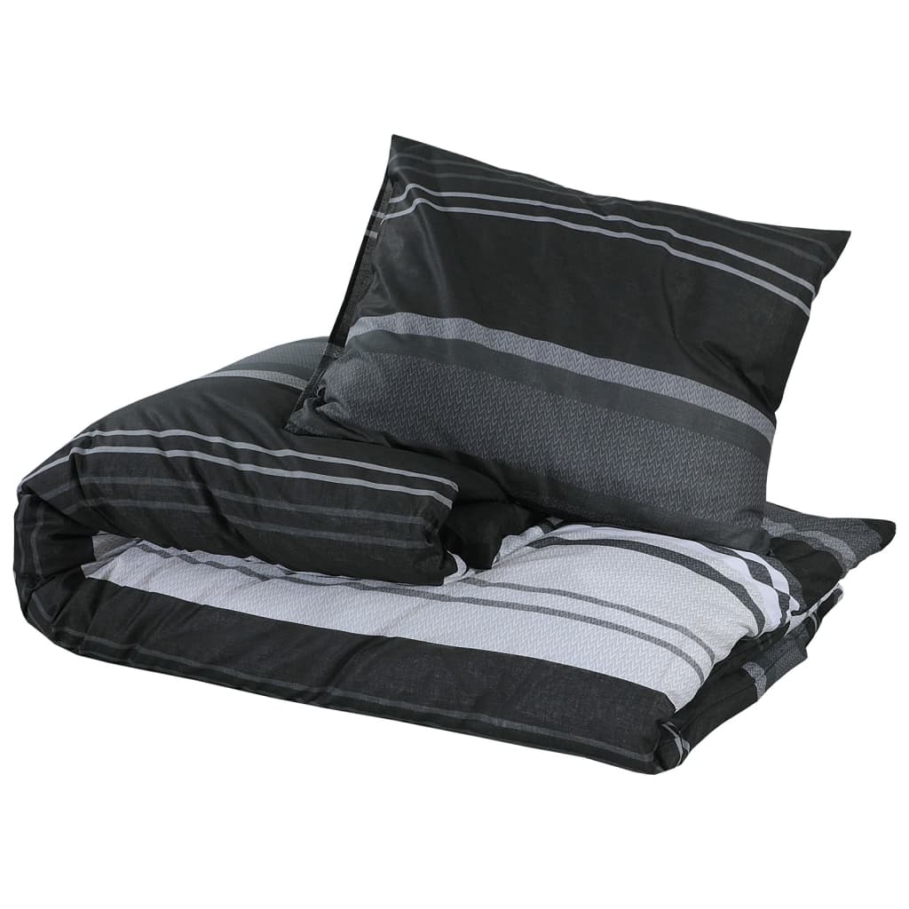 Sengesett svart og hvit 200x200 cm bomull