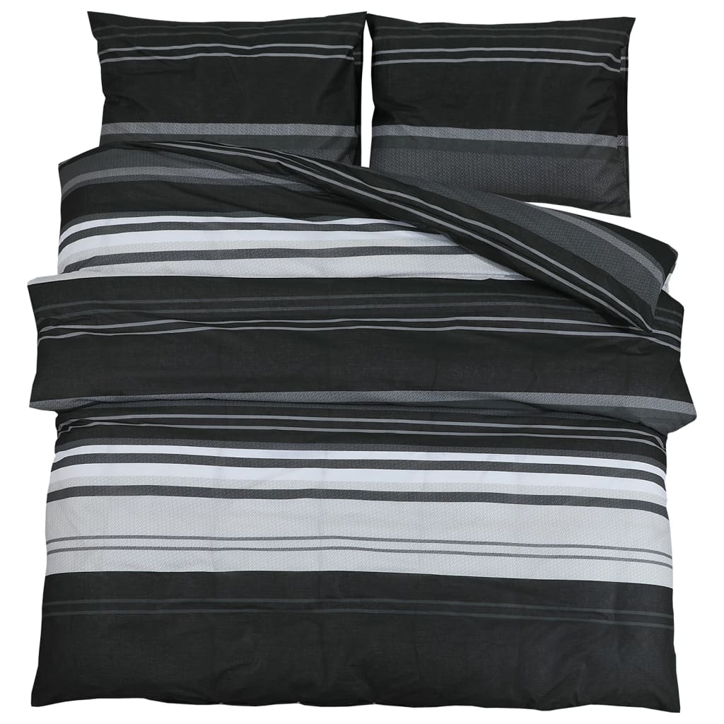 Sengesett svart og hvit 155x220 cm bomull