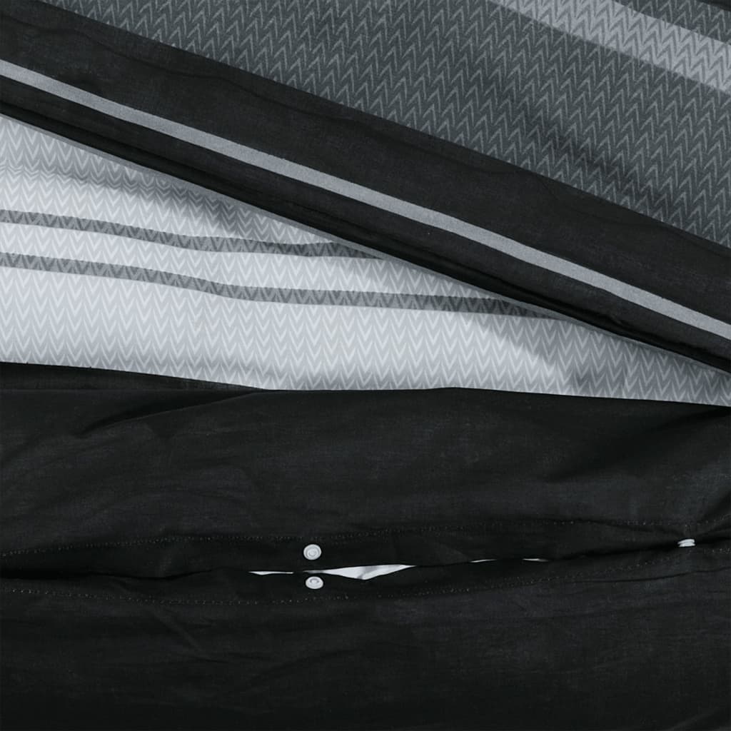 Sengesett svart og hvit 225x220 cm bomull