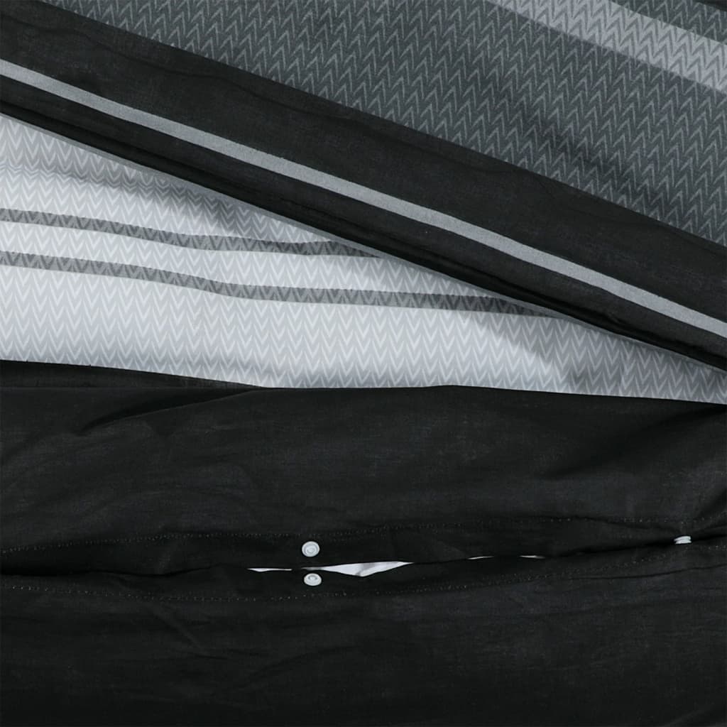 Sengesett svart og hvit 260x220 cm bomull