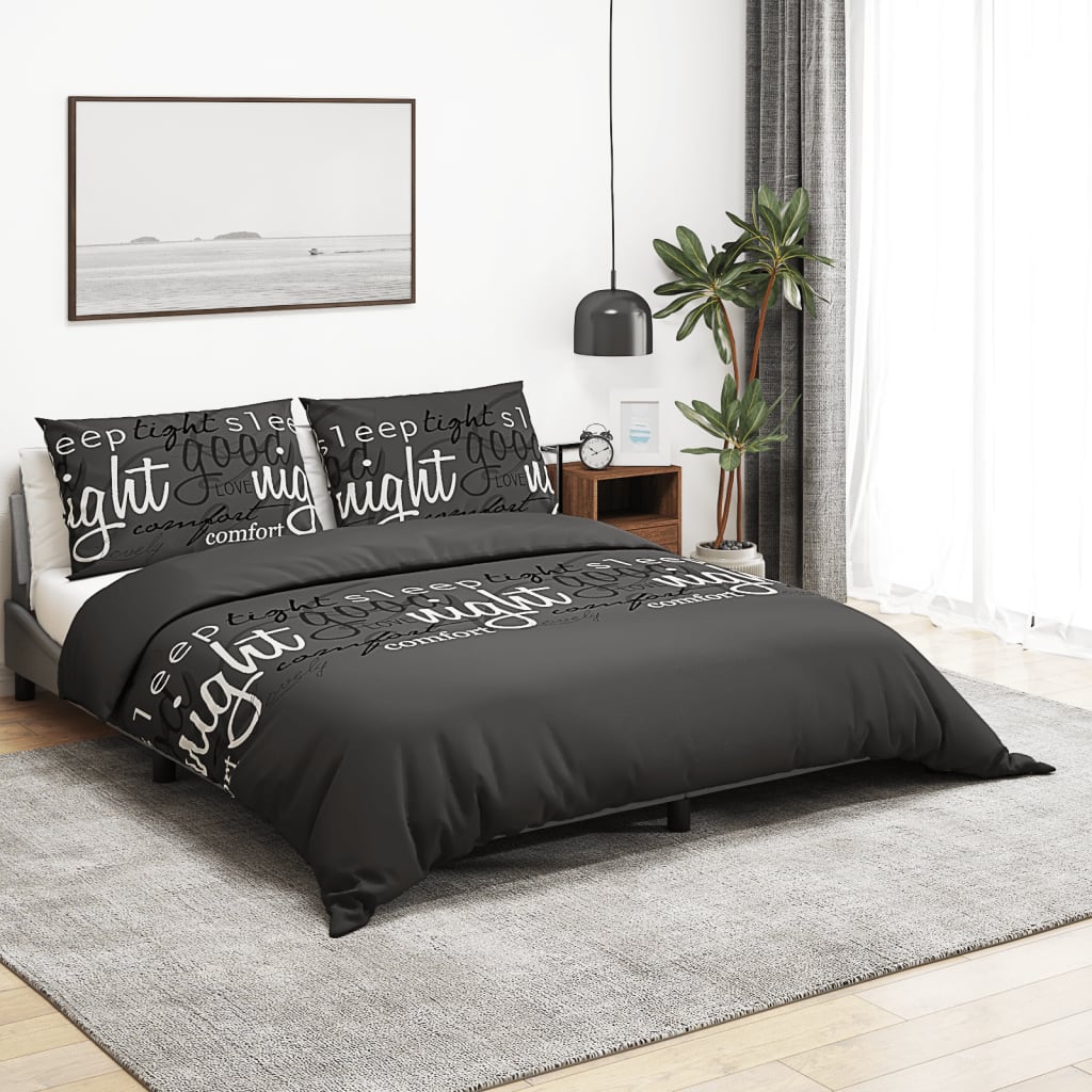 Sengesett svart 155x220 cm bomull