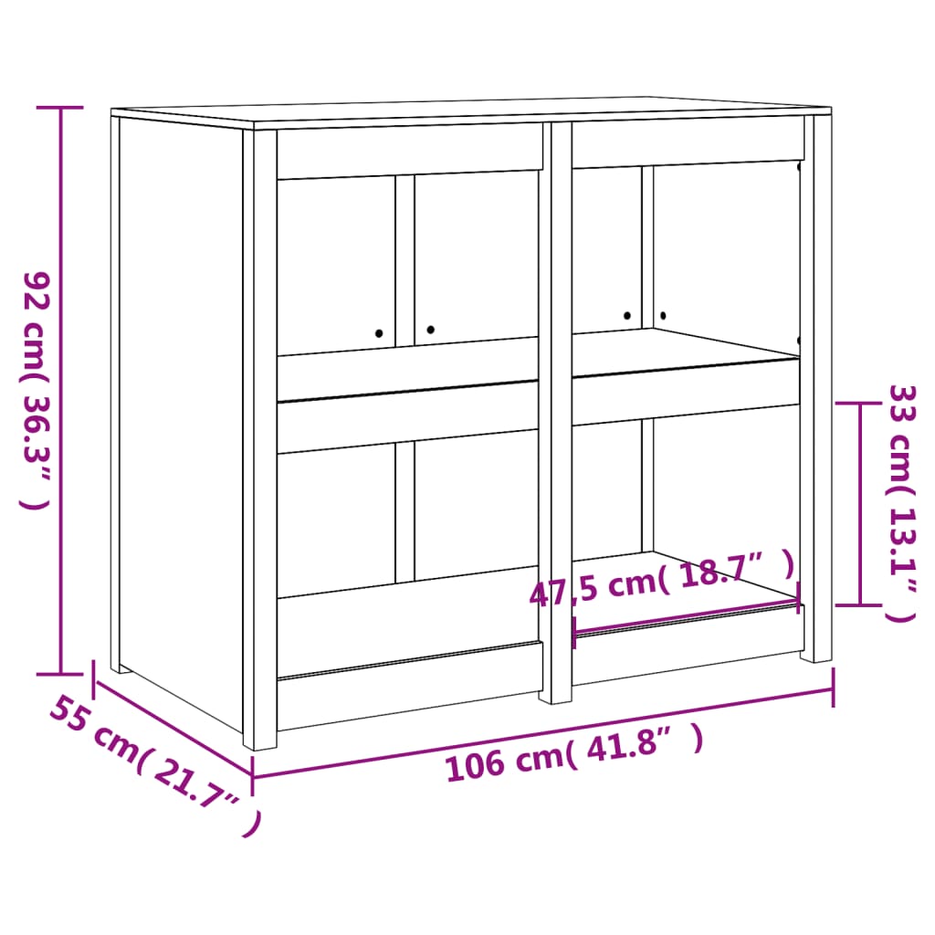 Utekjøkkenskap 106x55x92 cm heltre furu