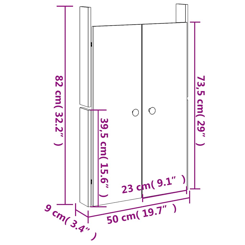 Utekjøkkendører MEPPEL svart 50x9x82 cm heltre furu