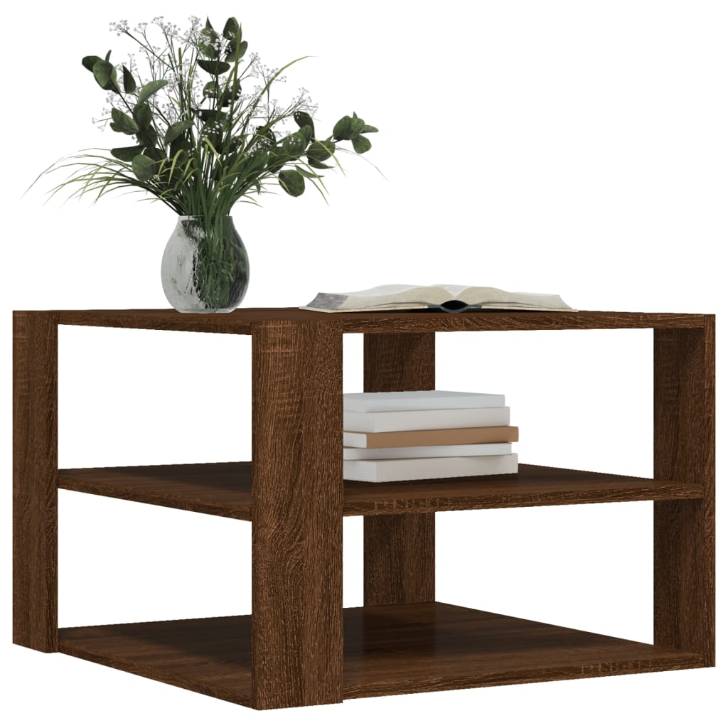 Salongbord brun eik 58x58x40 cm konstruert tre