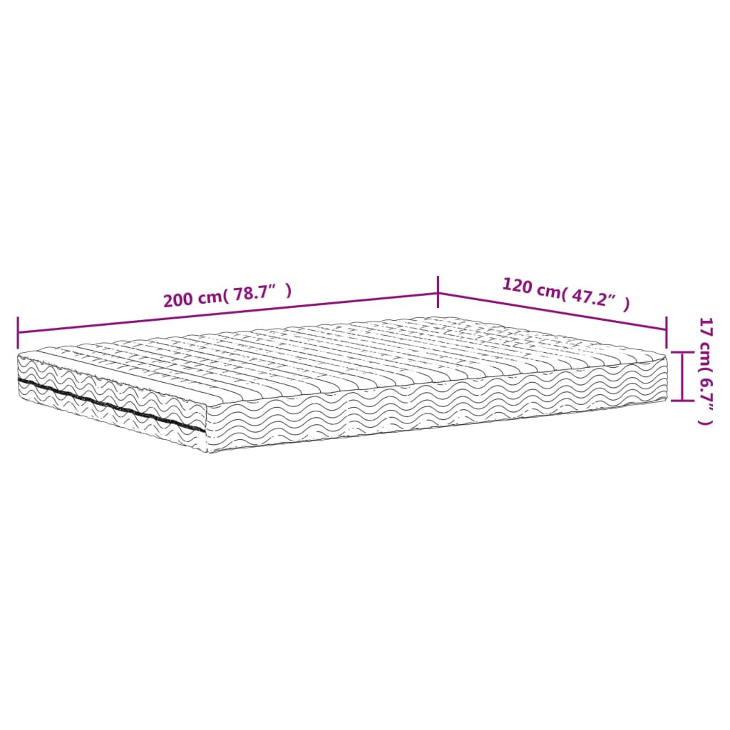 Skummadrass hvit 120x200 cm hardhet H2 H3