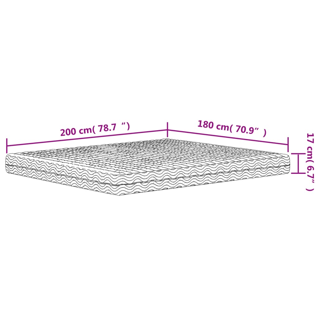 Skummadrass hvit 180x200 cm hardhet H2 H3