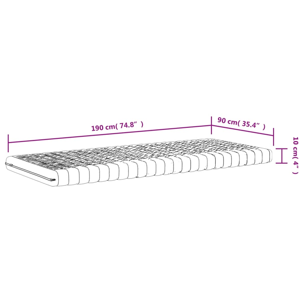 Skummadrass hvit 90x190 cm 7-Zone hardhet 20 ILD