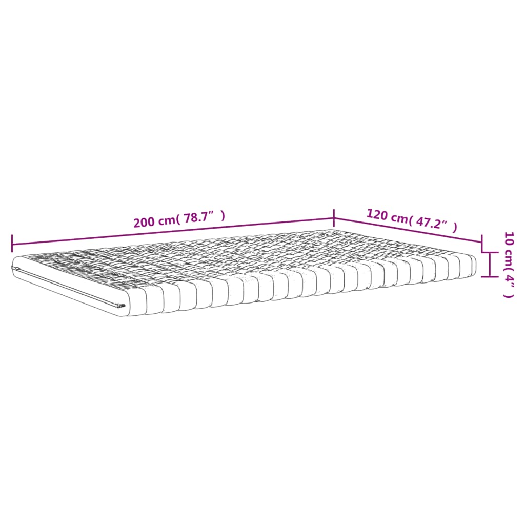 Skummadrass hvit 120x200 cm 7-Zone hardhet 20 ILD