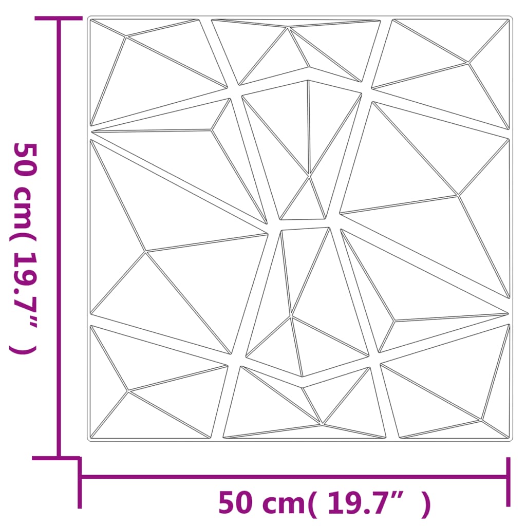 Veggpaneler 48 stk betonggrå 50x50 cm XPS 12 m² diamant