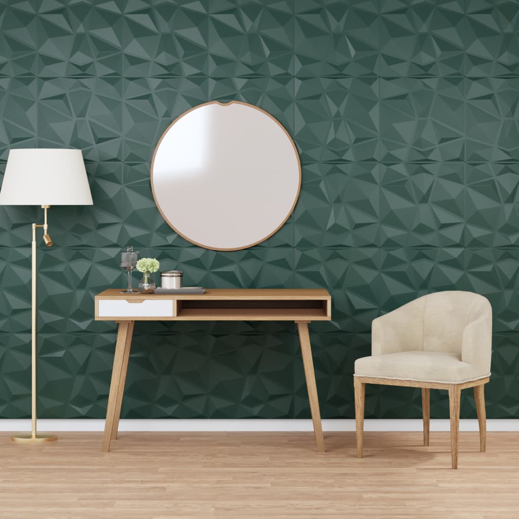 Veggpaneler 24 stk grønn 50x50 cm XPS 6 m² diamant