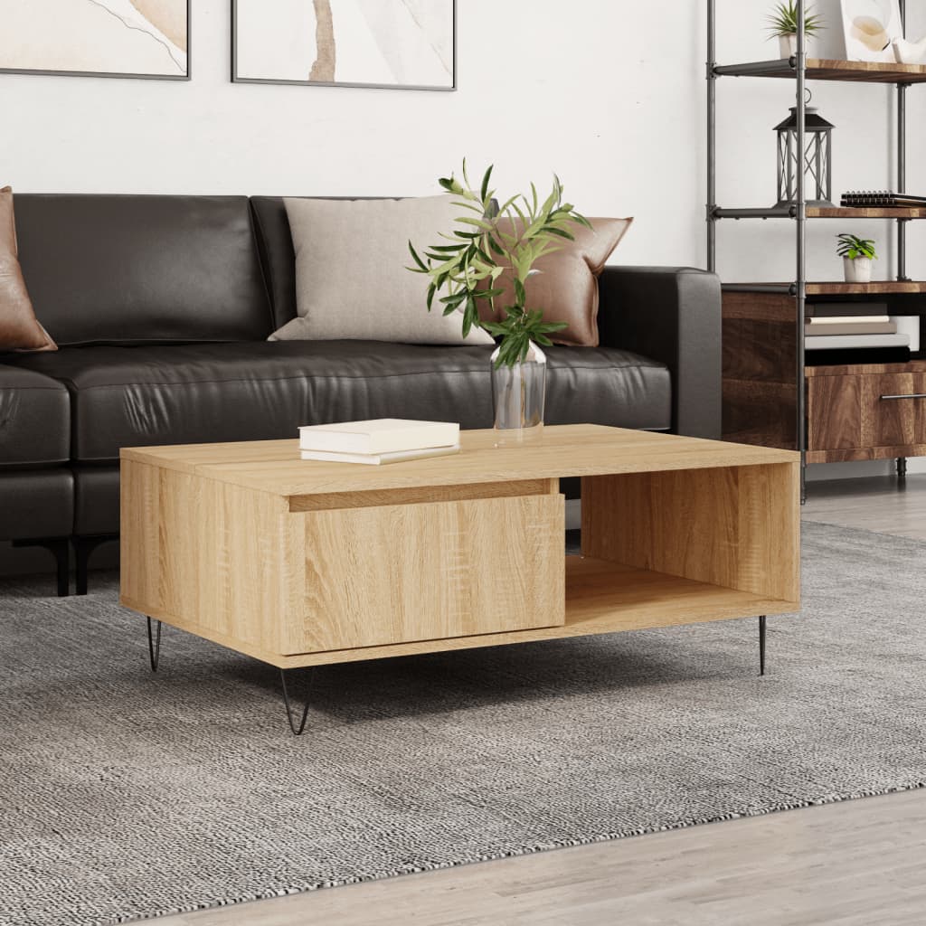 Salongbord sonoma eik 90x60x35 cm konstruert tre