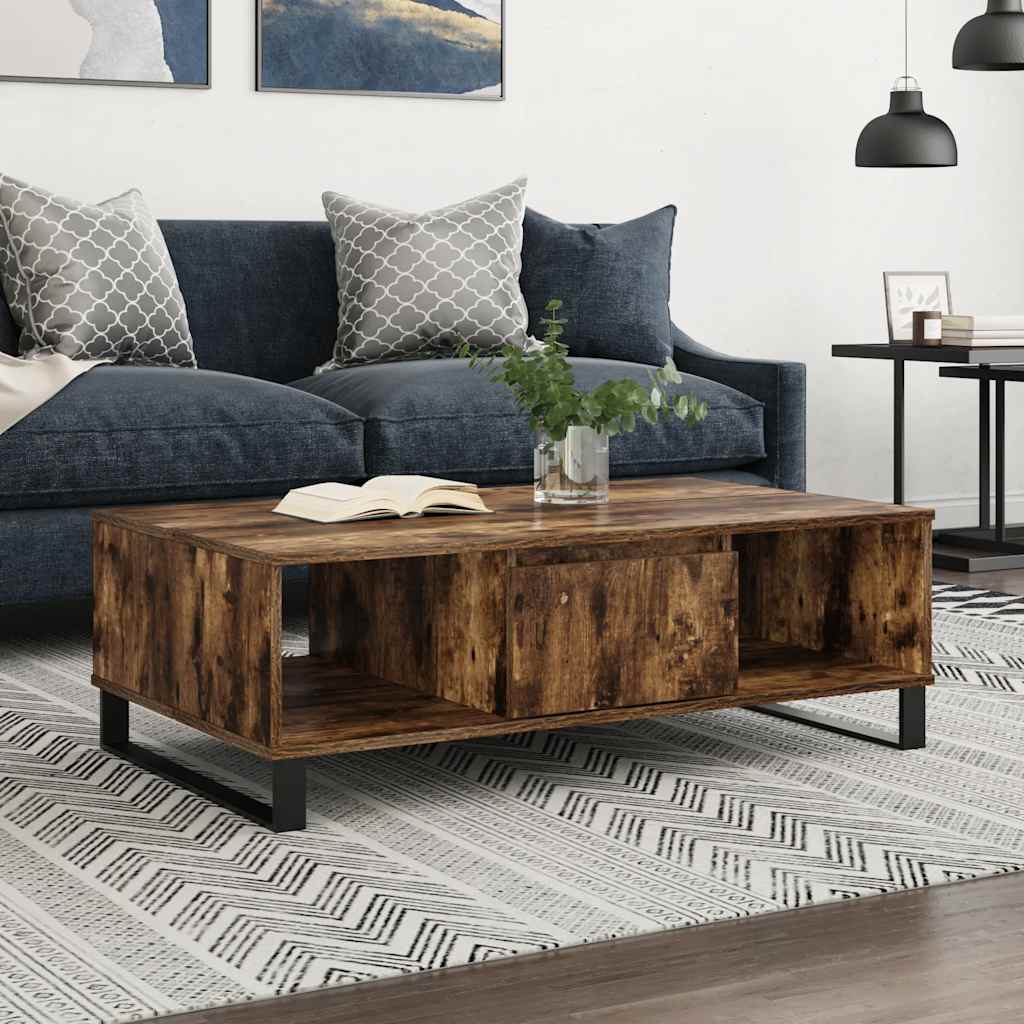 Salongbord røkt eik 104x60x35 cm konstruert tre