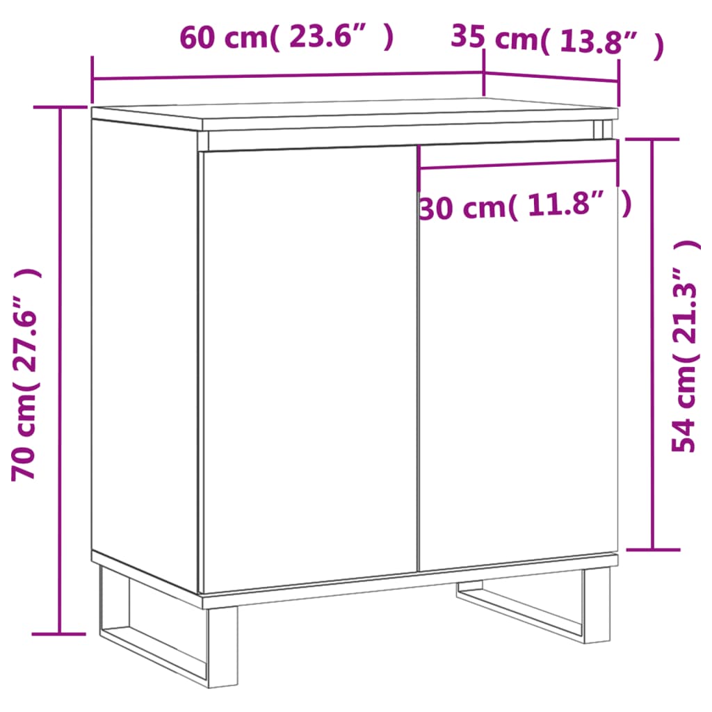 Skjenk røkt eik 60x35x70 cm konstruert tre
