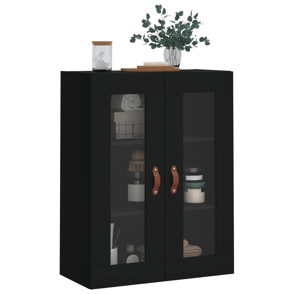 Veggskap svart 69,5x34x90 cm