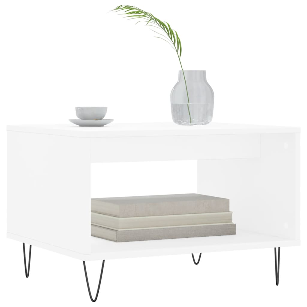 Salongbord hvit 60x50x40 cm konstruert tre
