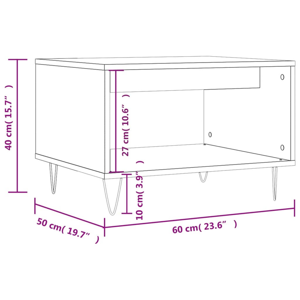 Salongbord betonggrå 60x50x40 cm konstruert tre