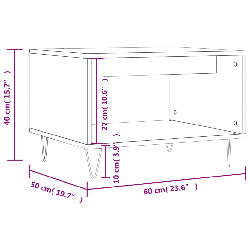 Salongbord røkt eik 60x50x40 cm konstruert tre