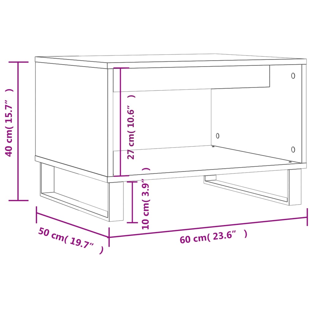 Salongbord betonggrå 60x50x40 cm konstruert tre