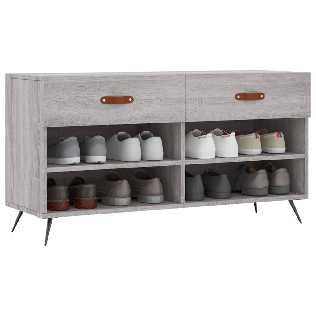 Skoskap grå sonoma 102x35x55 cm konstruert tre