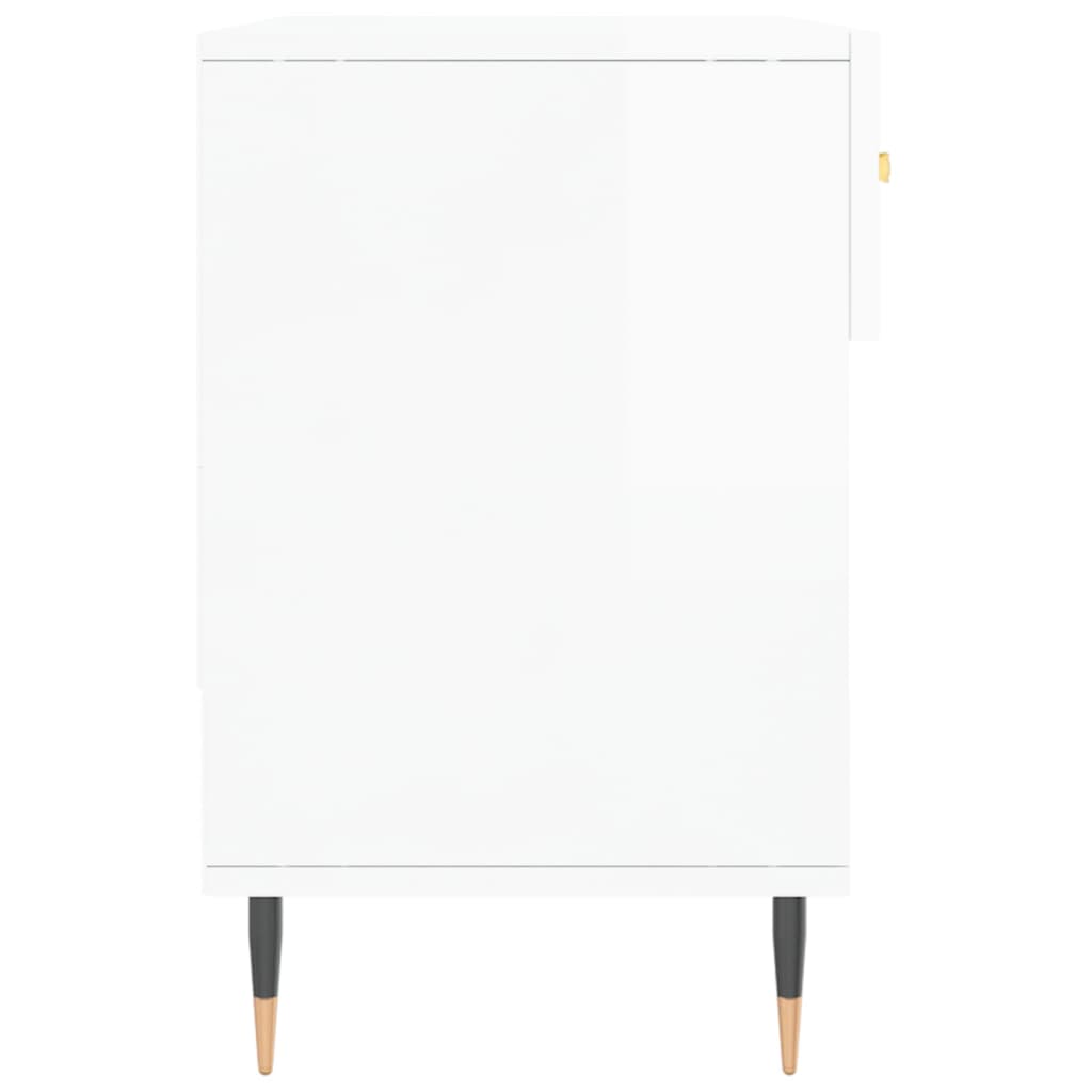 Skobenk høyglans hvit 102x35x55 cm konstruert tre