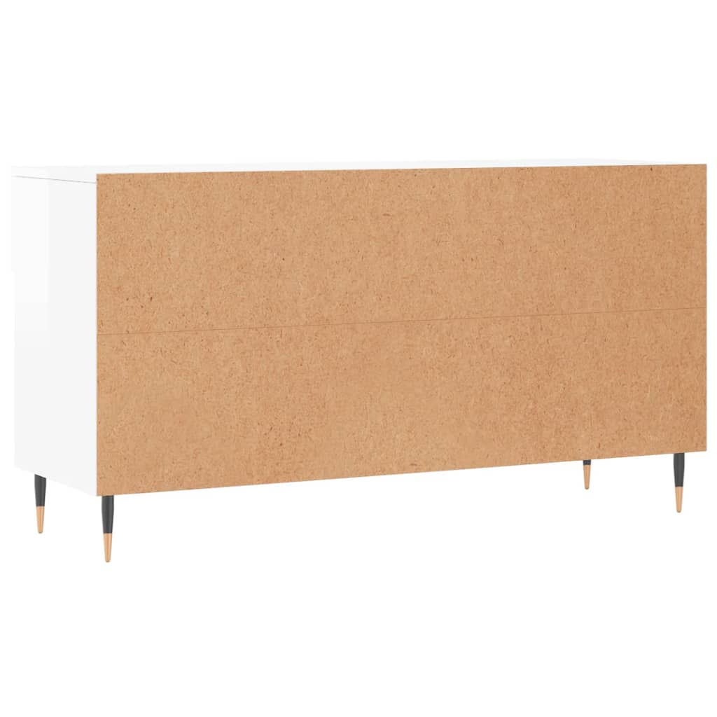 Skobenk høyglans hvit 102x35x55 cm konstruert tre