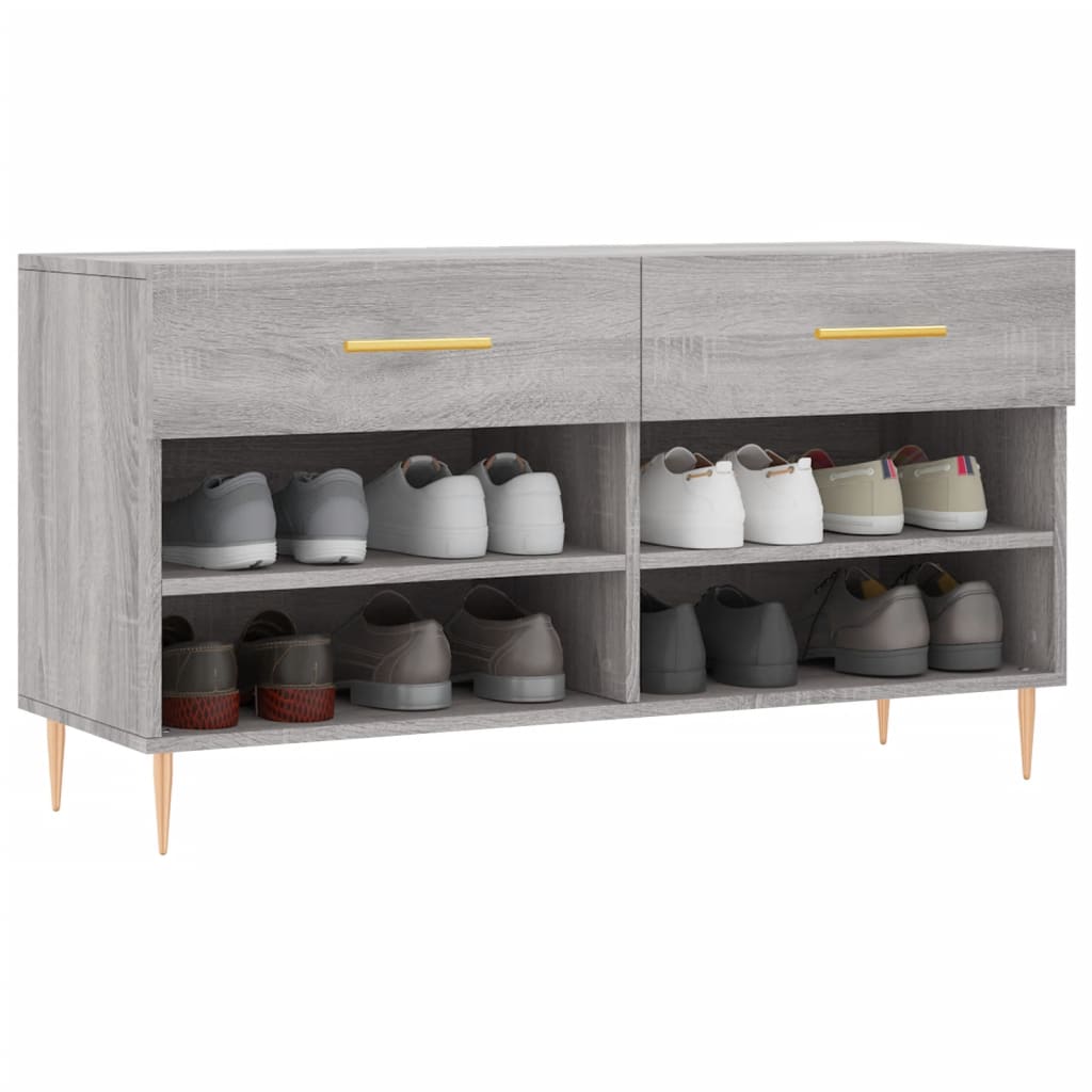 Skoskap grå sonoma 102x35x55 cm konstruert tre