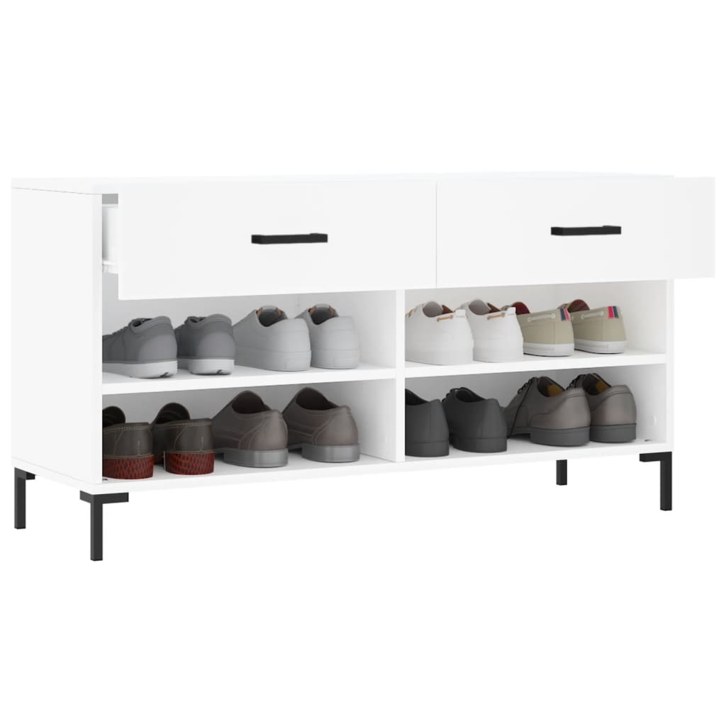 Skobenk hvit 102x35x55 cm konstruert tre