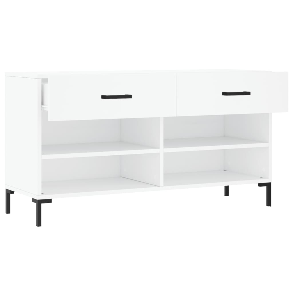Skobenk hvit 102x35x55 cm konstruert tre