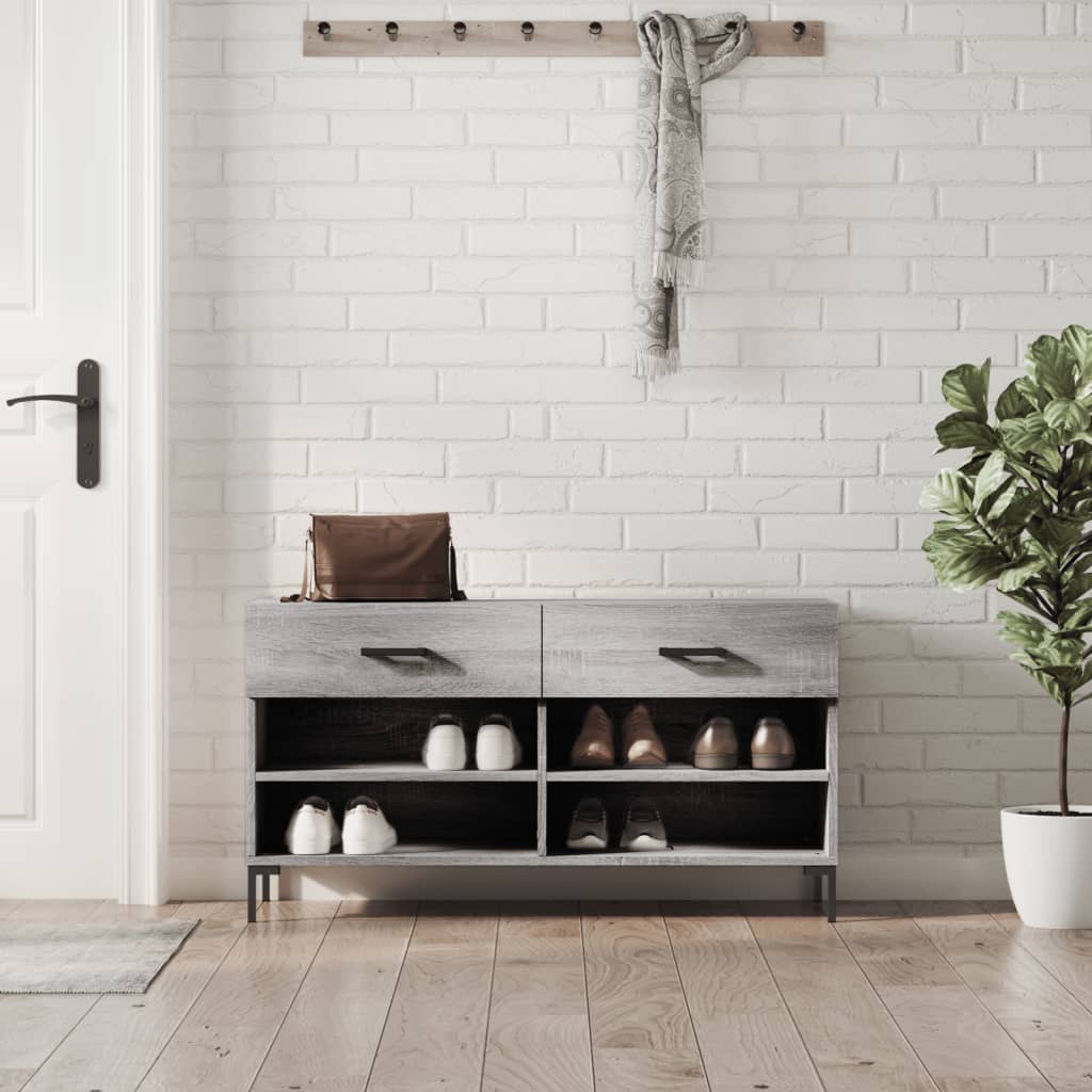 Skoskap grå sonoma 102x35x55 cm konstruert tre