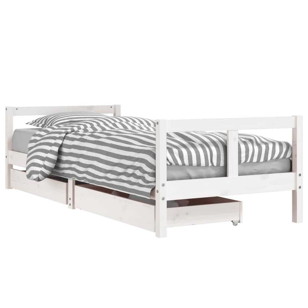 Barnesengeramme med skuffer hvit 80x200 cm heltre furu